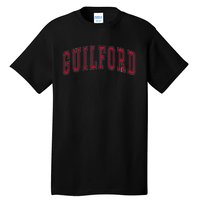 Guilford Connecticut Souvenir College Style Red Text Tall T-Shirt