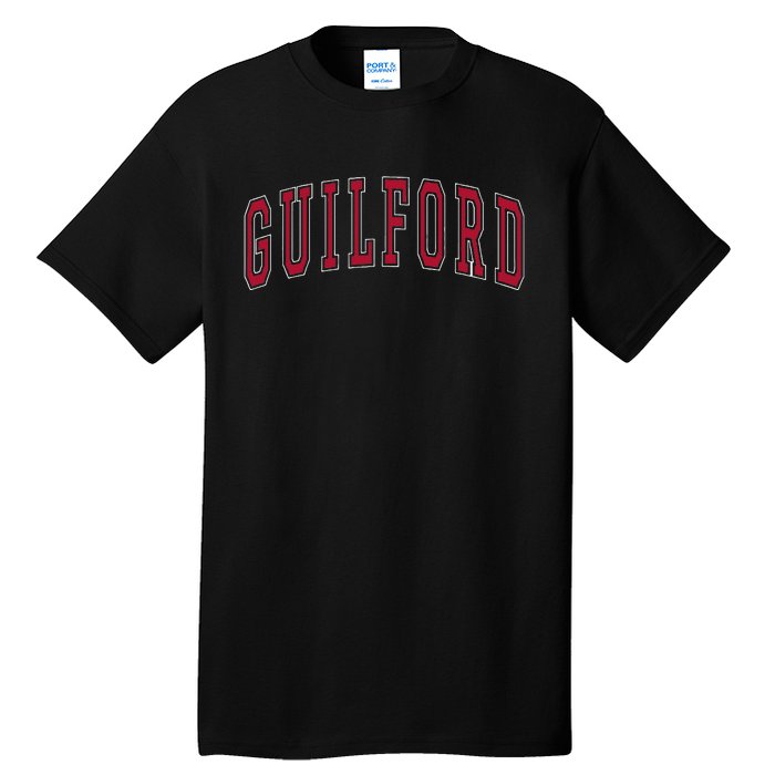 Guilford Connecticut Souvenir College Style Red Text Tall T-Shirt