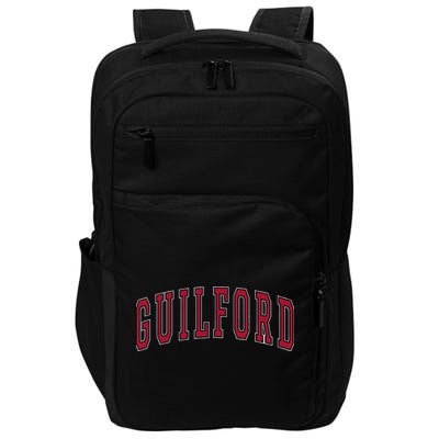 Guilford Connecticut Souvenir College Style Red Text Impact Tech Backpack