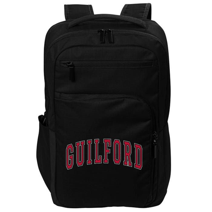 Guilford Connecticut Souvenir College Style Red Text Impact Tech Backpack