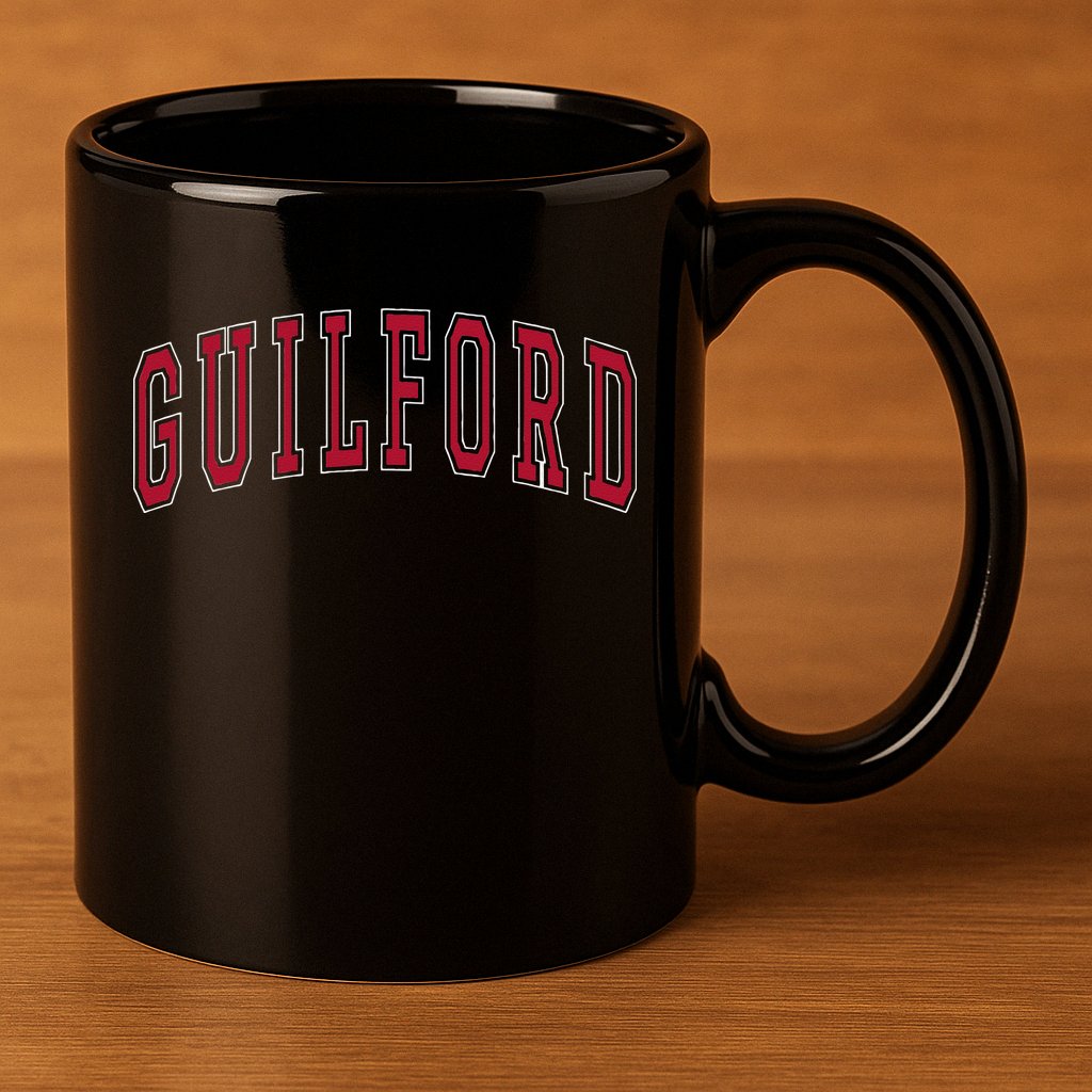 Guilford Connecticut Souvenir College Style Red Text 11oz C Handle Ceramic Mug