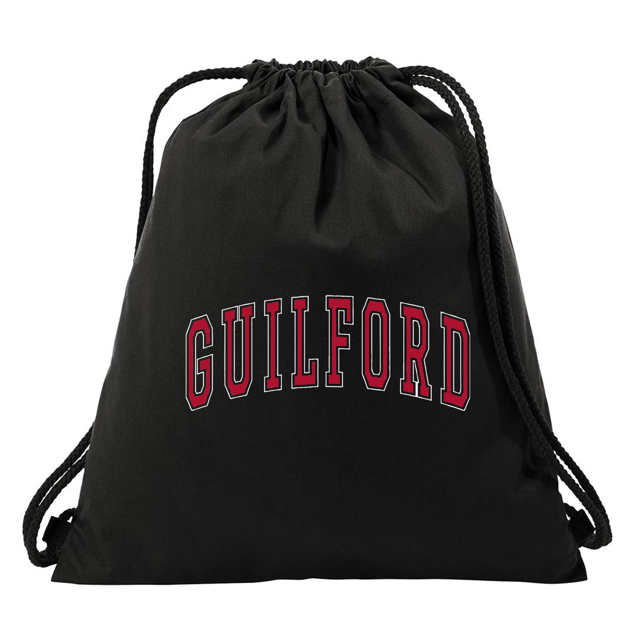 Guilford Connecticut Souvenir College Style Red Text Drawstring Bag