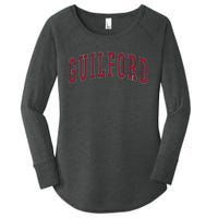 Guilford Connecticut Souvenir College Style Red Text Women's Perfect Tri Tunic Long Sleeve Shirt