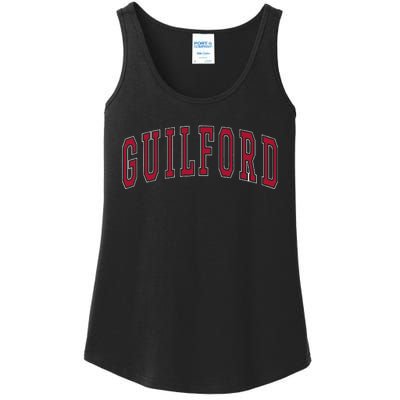 Guilford Connecticut Souvenir College Style Red Text Ladies Essential Tank