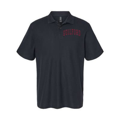 Guilford Connecticut Souvenir College Style Red Text Softstyle Adult Sport Polo