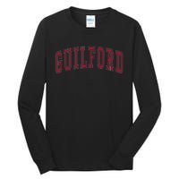 Guilford Connecticut Souvenir College Style Red Text Tall Long Sleeve T-Shirt