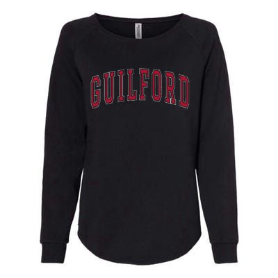 Guilford Connecticut Souvenir College Style Red Text Womens California Wash Sweatshirt