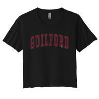 Guilford Connecticut Souvenir College Style Red Text Women's Crop Top Tee