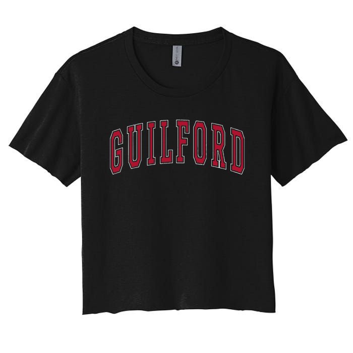 Guilford Connecticut Souvenir College Style Red Text Women's Crop Top Tee