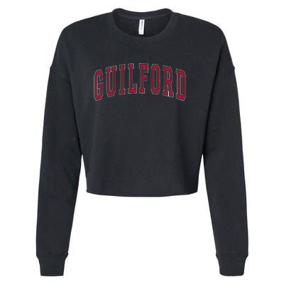 Guilford Connecticut Souvenir College Style Red Text Cropped Pullover Crew