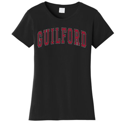 Guilford Connecticut Souvenir College Style Red Text Women's T-Shirt