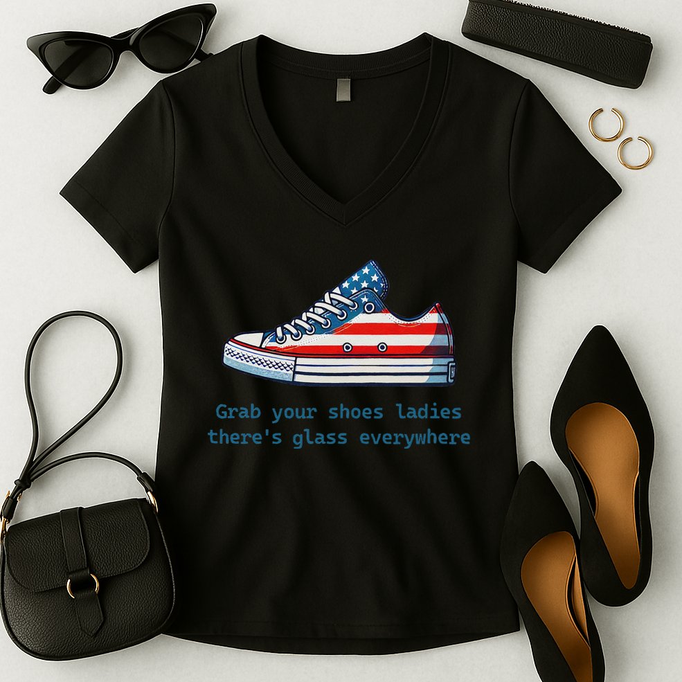 Glass Ceiling Shoe First Woman President Kamala Harris Women's V-Neck T-Shirt