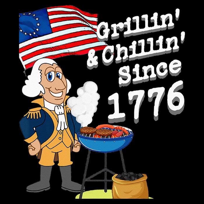 Grillin & Chillin Since 1776 July 4th Independence Stripe Pom Pom Beanie