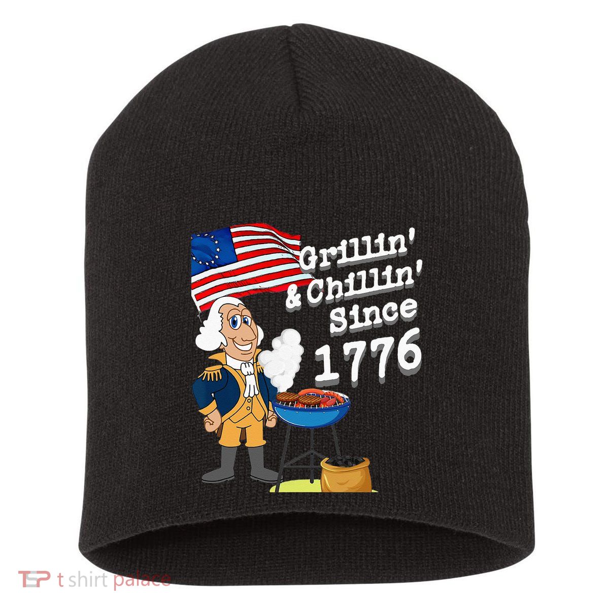 Grillin & Chillin Since 1776 July 4th Independence Short Acrylic Beanie