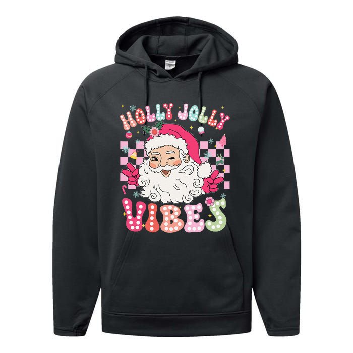 Groovy Cute Santa Claus Christmas Vibes Xmas Gift Performance Fleece Hoodie