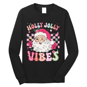 Groovy Cute Santa Claus Christmas Vibes Xmas Gift Long Sleeve Shirt