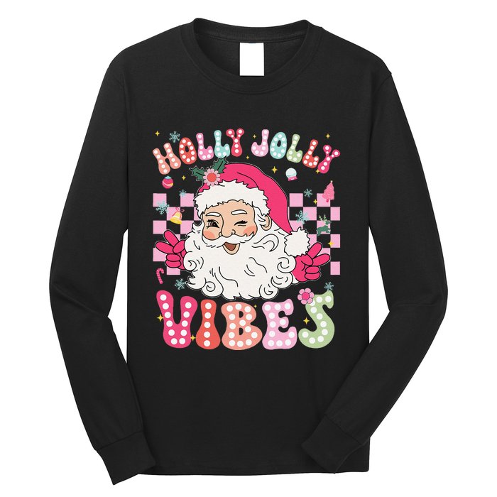 Groovy Cute Santa Claus Christmas Vibes Xmas Gift Long Sleeve Shirt