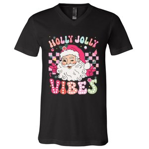 Groovy Cute Santa Claus Christmas Vibes Xmas Gift V-Neck T-Shirt