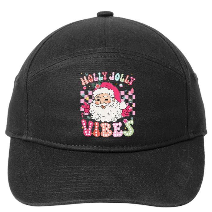 Groovy Cute Santa Claus Christmas Vibes Xmas Gift 7-Panel Snapback Hat