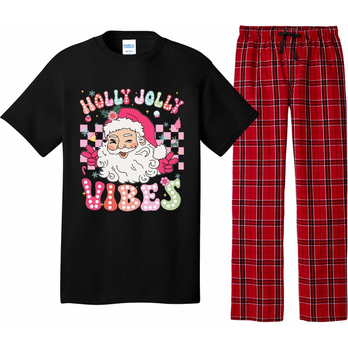 Groovy Cute Santa Claus Christmas Vibes Xmas Gift Pajama Set