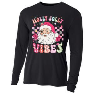 Groovy Cute Santa Claus Christmas Vibes Xmas Gift Cooling Performance Long Sleeve Crew