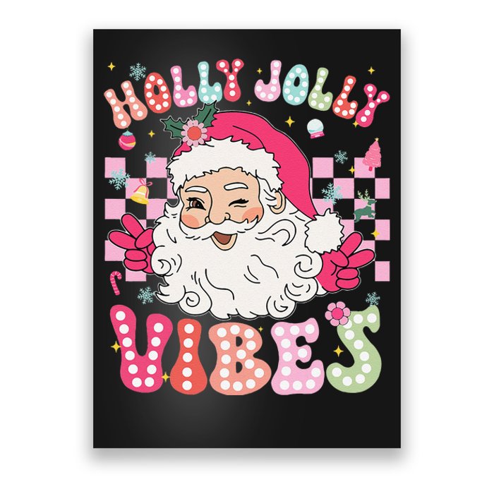 Groovy Cute Santa Claus Christmas Vibes Xmas Gift Poster