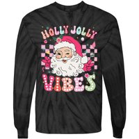 Groovy Cute Santa Claus Christmas Vibes Xmas Gift Tie-Dye Long Sleeve Shirt