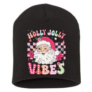 Groovy Cute Santa Claus Christmas Vibes Xmas Gift Short Acrylic Beanie