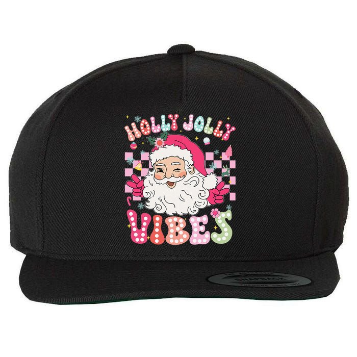 Groovy Cute Santa Claus Christmas Vibes Xmas Gift Wool Snapback Cap