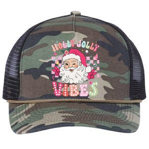 Groovy Cute Santa Claus Christmas Vibes Xmas Gift Retro Rope Trucker Hat Cap