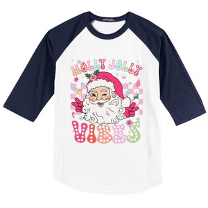 Groovy Cute Santa Claus Christmas Vibes Xmas Gift Baseball Sleeve Shirt