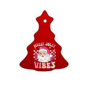 Groovy Cute Santa Claus Christmas Vibes Xmas Gift Ceramic Tree Ornament