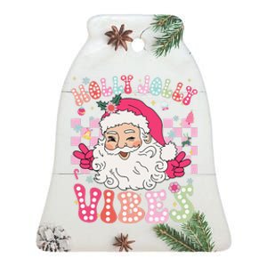 Groovy Cute Santa Claus Christmas Vibes Xmas Gift Ceramic Bell Ornament