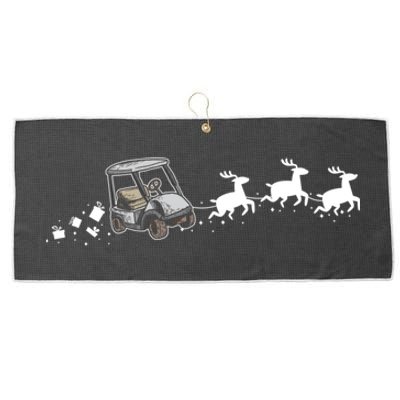 Golf Cart Santa Christmas Sleigh Funny Golf Cart Xmas Gift Large Microfiber Waffle Golf Towel