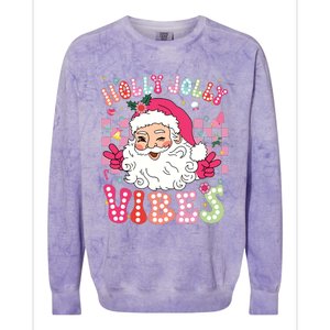 Groovy Cute Santa Claus Christmas Vibes Xmas Girl Colorblast Crewneck Sweatshirt