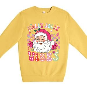 Groovy Cute Santa Claus Christmas Vibes Xmas Girl Premium Crewneck Sweatshirt