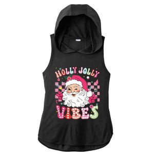 Groovy Cute Santa Claus Christmas Vibes Xmas Girl Ladies PosiCharge Tri-Blend Wicking Draft Hoodie Tank