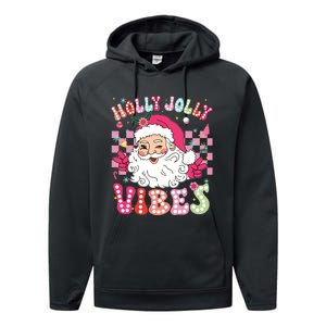 Groovy Cute Santa Claus Christmas Vibes Xmas Girl Performance Fleece Hoodie