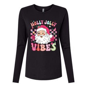 Groovy Cute Santa Claus Christmas Vibes Xmas Girl Womens Cotton Relaxed Long Sleeve T-Shirt