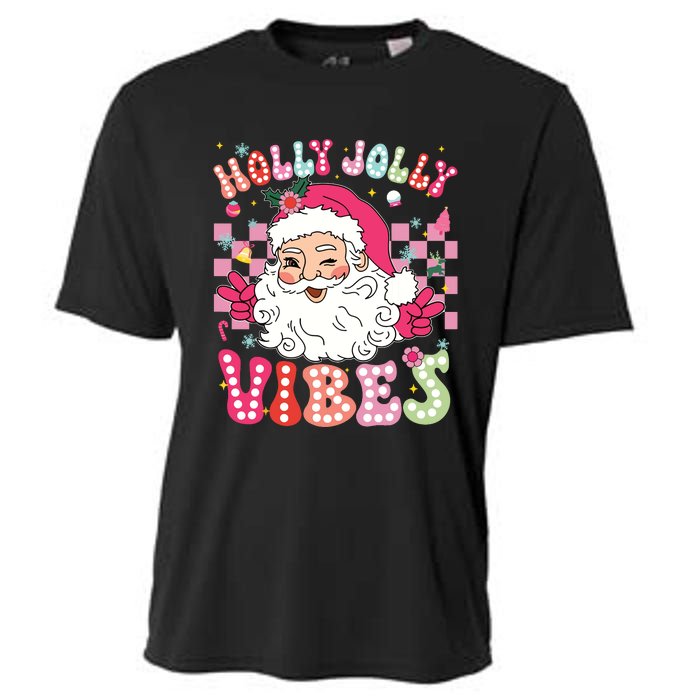 Groovy Cute Santa Claus Christmas Vibes Xmas Girl Cooling Performance Crew T-Shirt