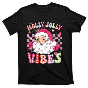 Groovy Cute Santa Claus Christmas Vibes Xmas Girl T-Shirt