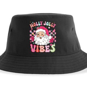 Groovy Cute Santa Claus Christmas Vibes Xmas Girl Sustainable Bucket Hat