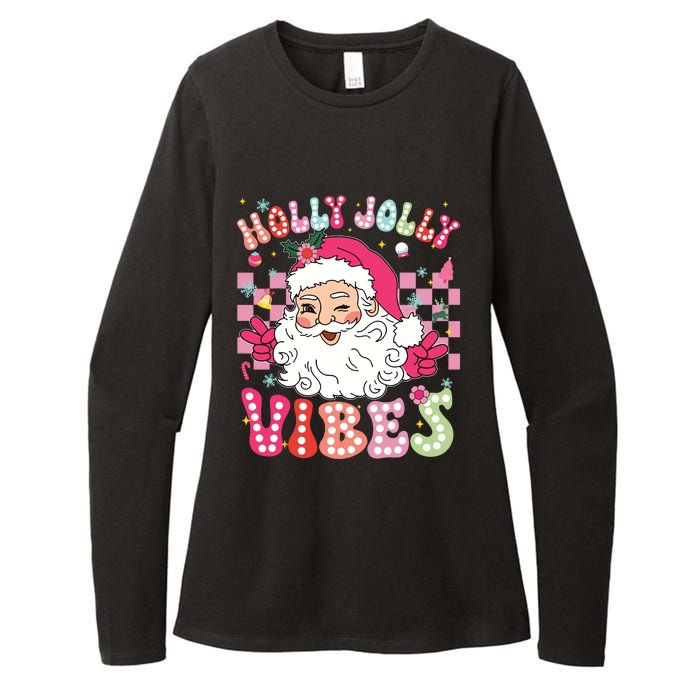 Groovy Cute Santa Claus Christmas Vibes Xmas Girl Womens CVC Long Sleeve Shirt