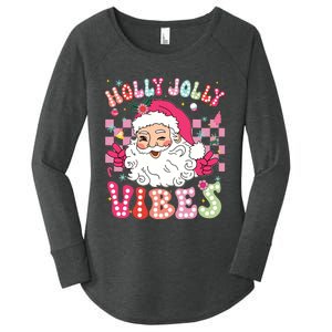 Groovy Cute Santa Claus Christmas Vibes Xmas Girl Women's Perfect Tri Tunic Long Sleeve Shirt