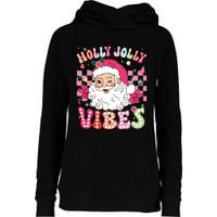 Groovy Cute Santa Claus Christmas Vibes Xmas Girl Womens Funnel Neck Pullover Hood