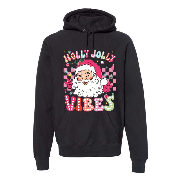 Groovy Cute Santa Claus Christmas Vibes Xmas Girl Premium Hoodie