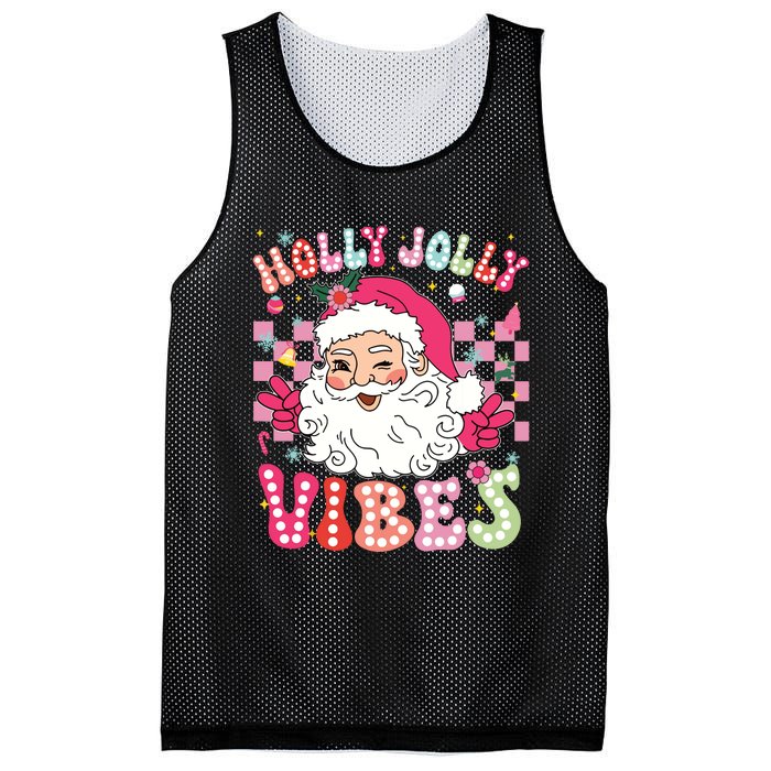 Groovy Cute Santa Claus Christmas Vibes Xmas Girl Mesh Reversible Basketball Jersey Tank