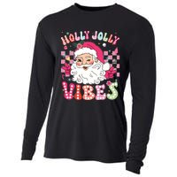 Groovy Cute Santa Claus Christmas Vibes Xmas Girl Cooling Performance Long Sleeve Crew