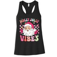 Groovy Cute Santa Claus Christmas Vibes Xmas Girl Women's Racerback Tank