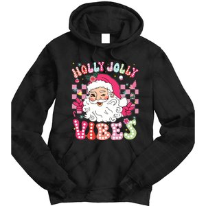 Groovy Cute Santa Claus Christmas Vibes Xmas Girl Tie Dye Hoodie